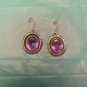 Vintage sterling silver amethyst earrings signed